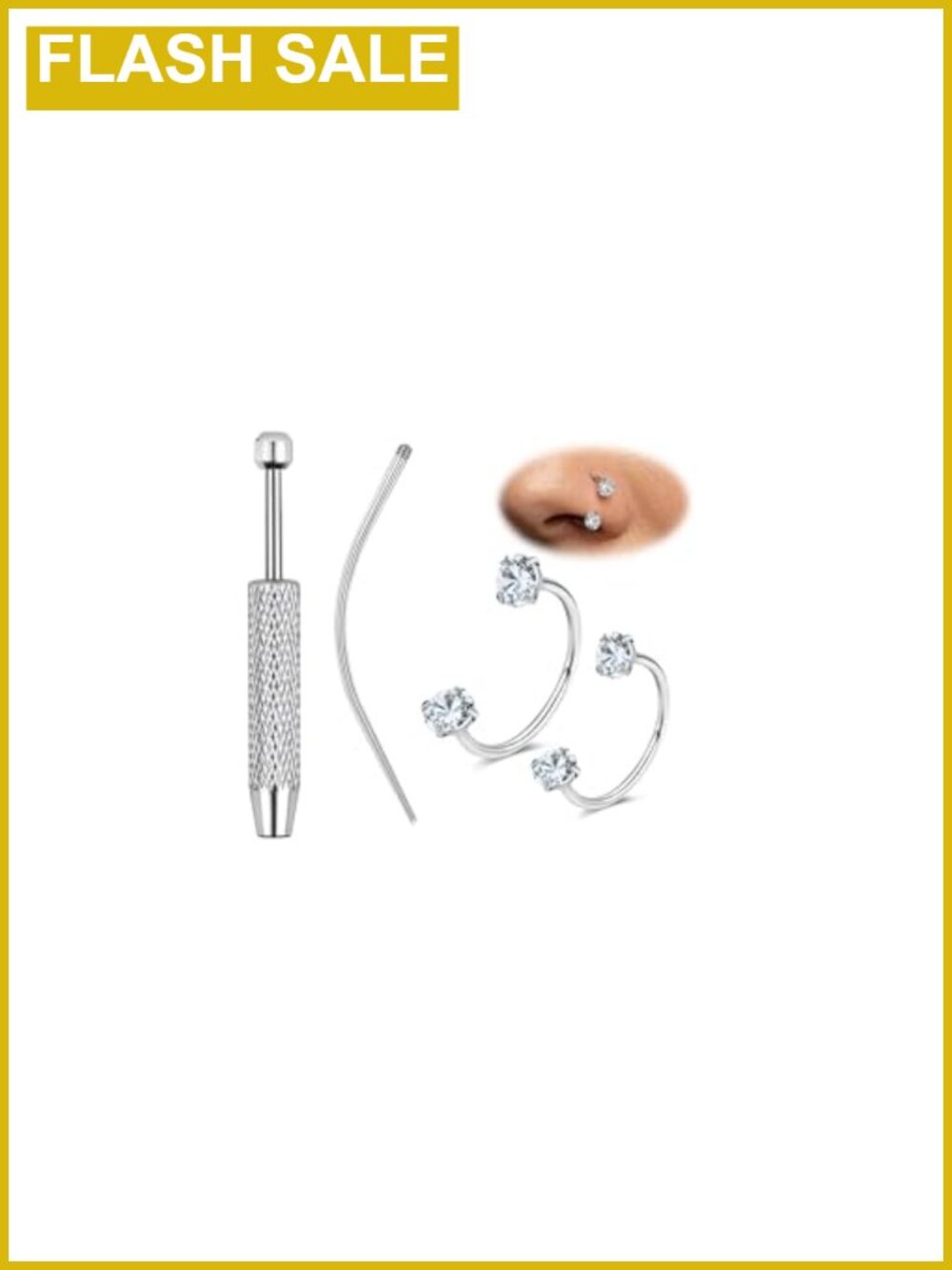 Titanium Horseshoe Nose Ring 16G 18G 20G Internal Thread with CZ